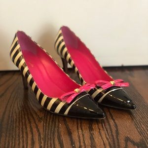 Kate spade jaci stripe heel with bow accent
